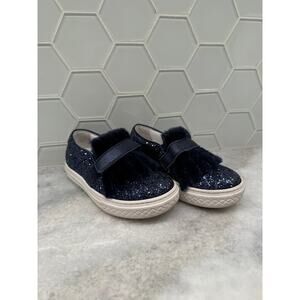 Il Gufo Blue Sparkle w/Faux Fur detail Slip On - EU 28 / 11